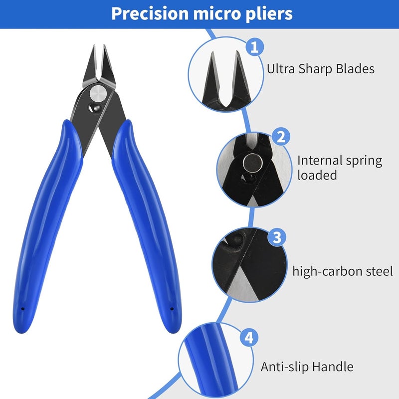LBOKLING 5 Inch Micro Flush Cutter, 2 Pack Small Wire Cutters Spring Loaded Cutting Pliers, Wire Cutters for Jewelry Making, Soft Copper Wire, Floral, Electronics, Model Craft, Heating Wire, 3D Print - Image 4